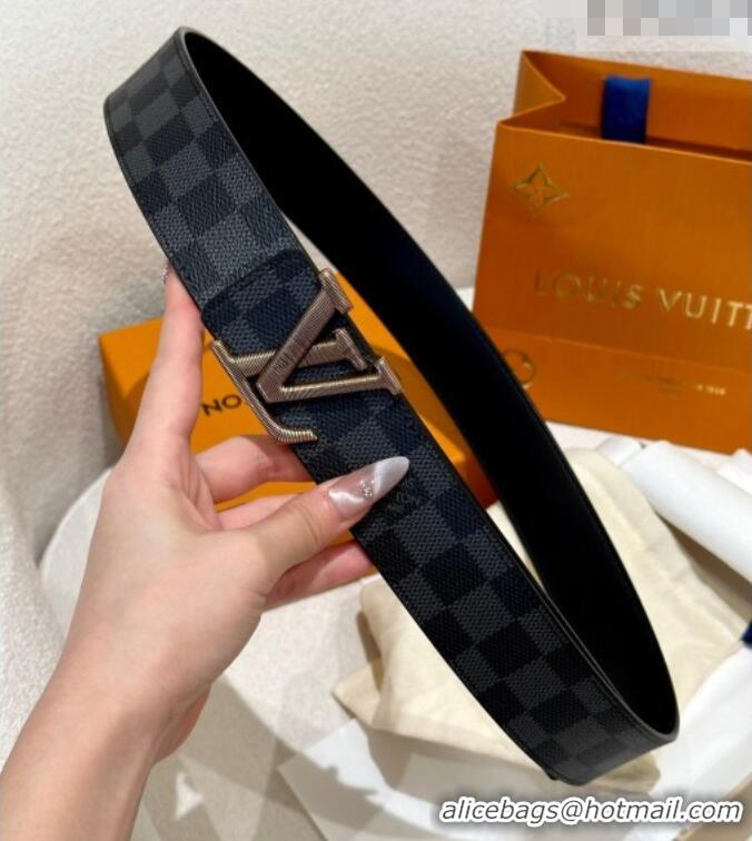 Trendy Design Louis Vuitton Men's Belt 4cm with Metal-Tone Epi LV Buckle Black Damier Canvas LV011001 2025