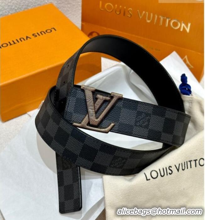 Trendy Design Louis Vuitton Men's Belt 4cm with Metal-Tone Epi LV Buckle Black Damier Canvas LV011001 2025