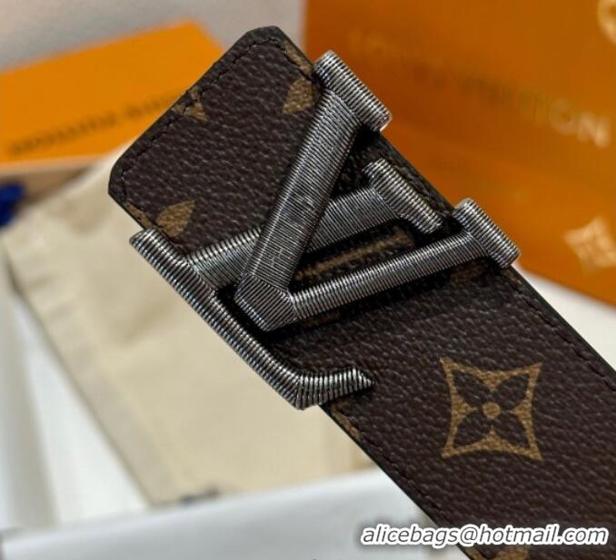 Reasonable Price Louis Vuitton Men's Belt 4cm with Metal-Tone Epi LV Buckle Brown Monogram Canvas LV011001 2025