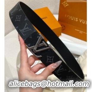 Top Design Louis Vuitton Men's Belt 4cm with Metal-Tone Epi LV Buckle Black Monogram Canvas LV011001 2025