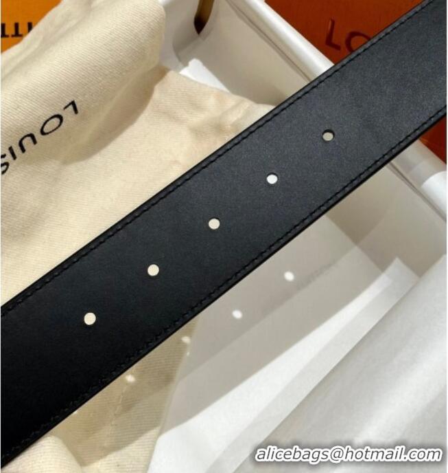 Top Design Louis Vuitton Men's Belt 4cm with Metal-Tone Epi LV Buckle Black Monogram Canvas LV011001 2025