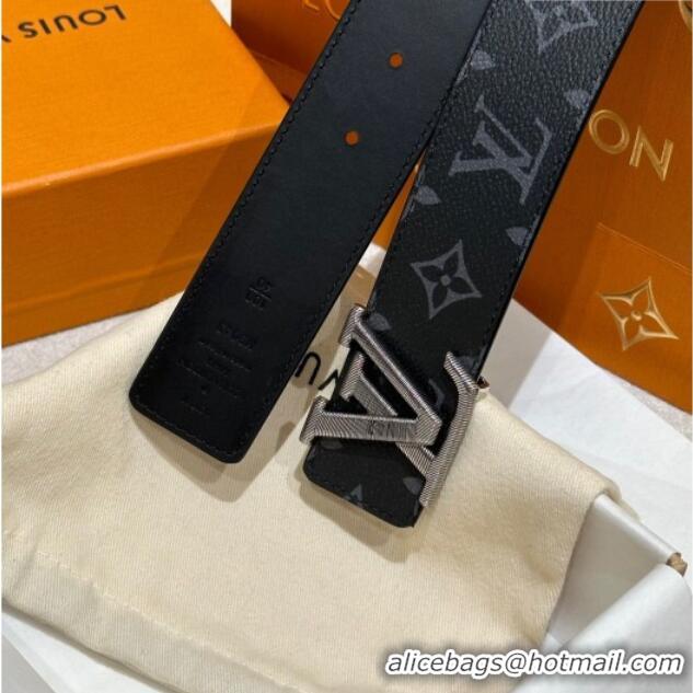 Top Design Louis Vuitton Men's Belt 4cm with Metal-Tone Epi LV Buckle Black Monogram Canvas LV011001 2025