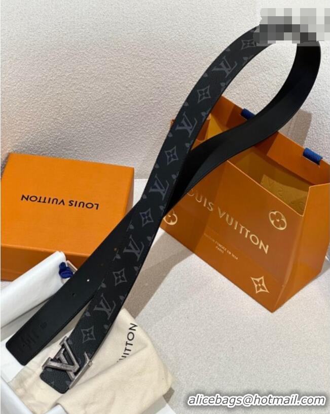 Top Design Louis Vuitton Men's Belt 4cm with Metal-Tone Epi LV Buckle Black Monogram Canvas LV011001 2025