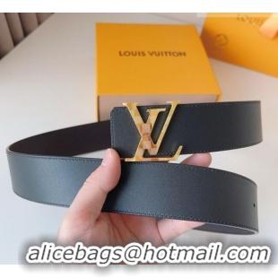 Luxury Cheap Louis Vuitton Men's Damier LV Belt 4cm with LV Buckle in Calfskin Leather LV011002 Black/Silver 2025
