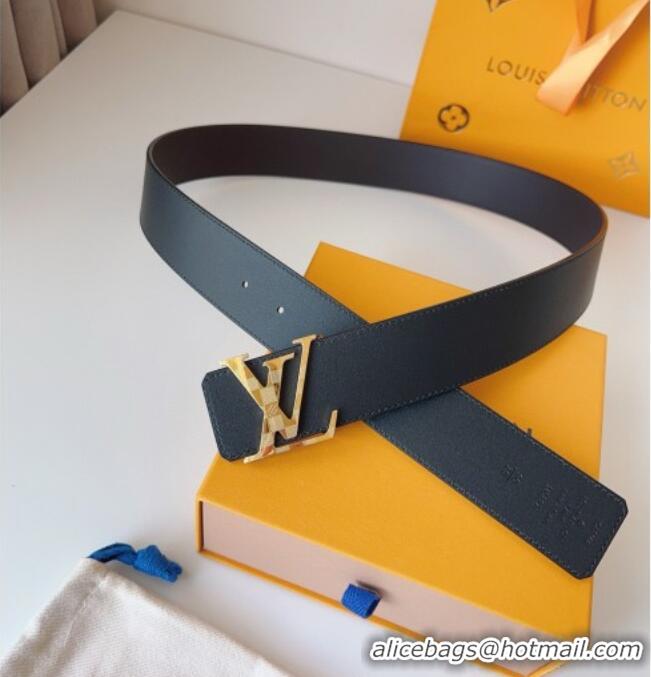 Luxury Cheap Louis Vuitton Men's Damier LV Belt 4cm with LV Buckle in Calfskin Leather LV011002 Black/Silver 2025