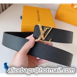 Buy Classic Louis Vuitton Men's Damier LV Belt 4cm with LV Buckle in Saffiano Leather LV011002 Black/Gold 2025