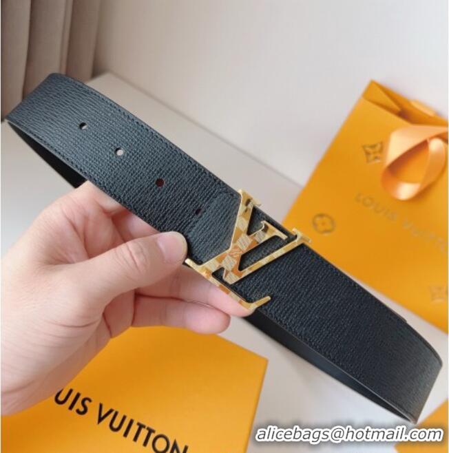 Buy Classic Louis Vuitton Men's Damier LV Belt 4cm with LV Buckle in Saffiano Leather LV011002 Black/Gold 2025