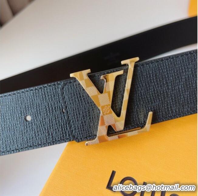 Buy Classic Louis Vuitton Men's Damier LV Belt 4cm with LV Buckle in Saffiano Leather LV011002 Black/Gold 2025