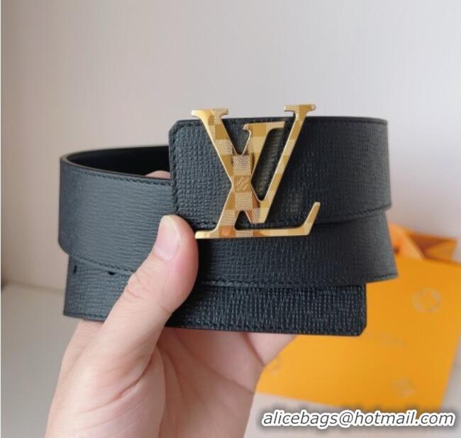Buy Classic Louis Vuitton Men's Damier LV Belt 4cm with LV Buckle in Saffiano Leather LV011002 Black/Gold 2025