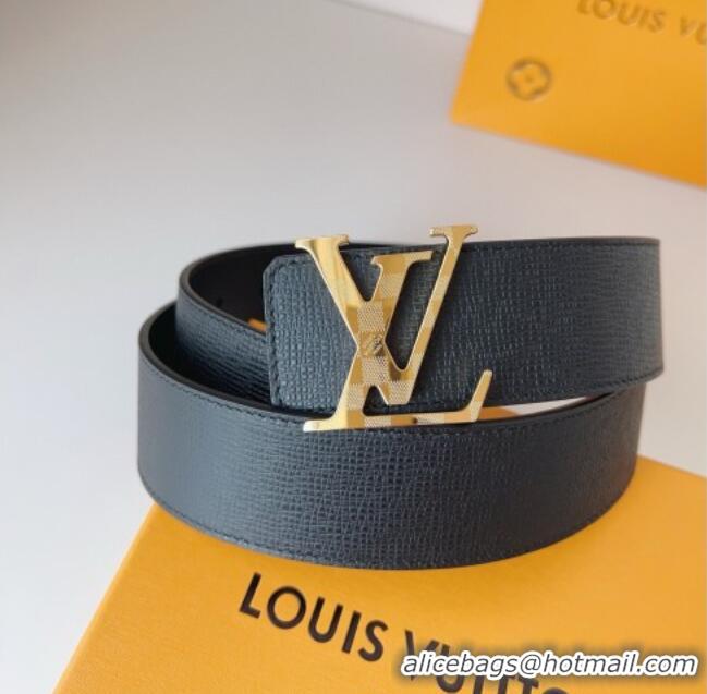 Buy Classic Louis Vuitton Men's Damier LV Belt 4cm with LV Buckle in Saffiano Leather LV011002 Black/Gold 2025