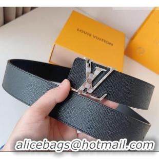 Top Quality Louis Vuitton Men's Damier LV Belt 4cm with LV Buckle in Saffiano Leather LV011002 Black/Silver 2025
