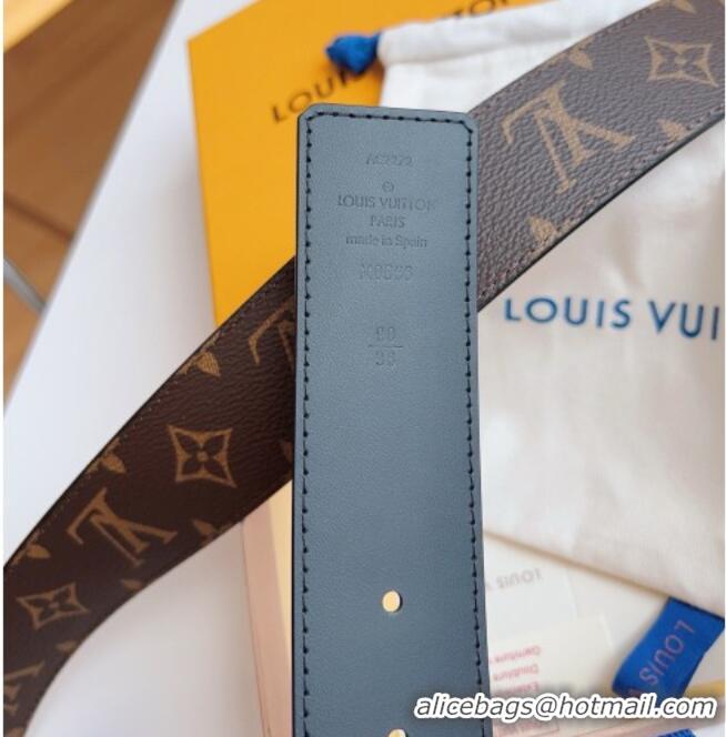 Good Taste Louis Vuitton Men's Monogram Canvas Belt 4cm with Gold LV Buckle Black Leather LV011003 2025