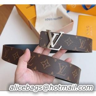 Market Sells Louis Vuitton Men's Monogram Canvas Belt 4cm with Silver LV Buckle Black Leather LV011003 2025