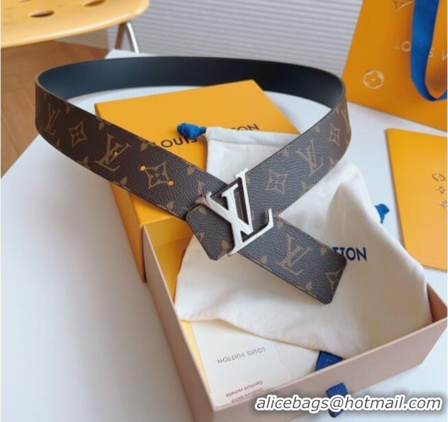Market Sells Louis Vuitton Men's Monogram Canvas Belt 4cm with Silver LV Buckle Black Leather LV011003 2025
