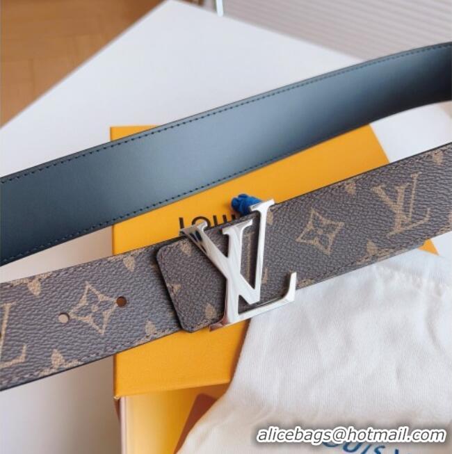 Market Sells Louis Vuitton Men's Monogram Canvas Belt 4cm with Silver LV Buckle Black Leather LV011003 2025