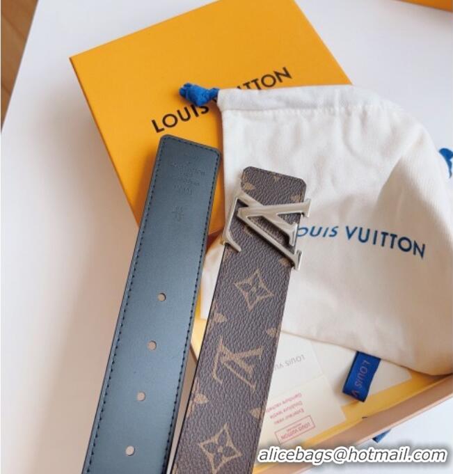 Market Sells Louis Vuitton Men's Monogram Canvas Belt 4cm with Silver LV Buckle Black Leather LV011003 2025