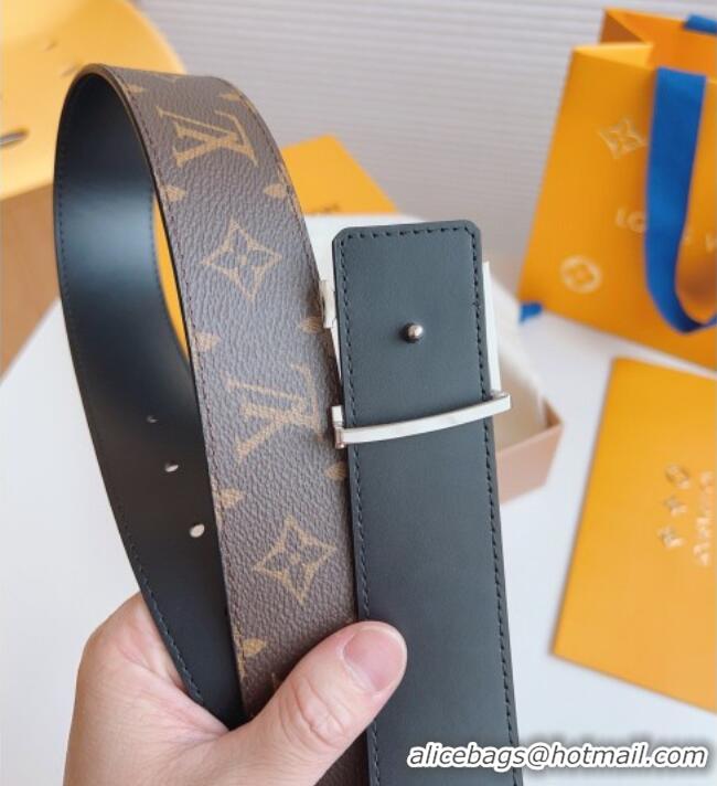 Market Sells Louis Vuitton Men's Monogram Canvas Belt 4cm with Silver LV Buckle Black Leather LV011003 2025