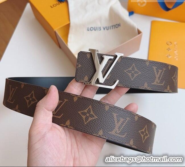 Market Sells Louis Vuitton Men's Monogram Canvas Belt 4cm with Silver LV Buckle Black Leather LV011003 2025