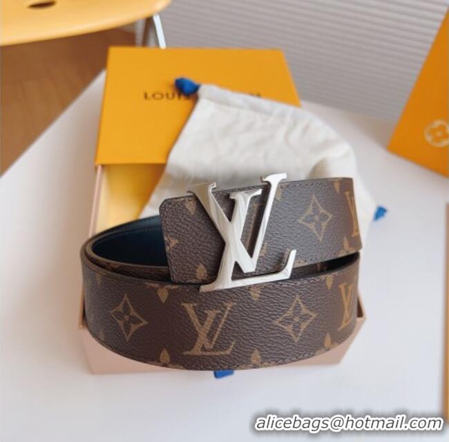Market Sells Louis Vuitton Men's Monogram Canvas Belt 4cm with Silver LV Buckle Black Leather LV011003 2025