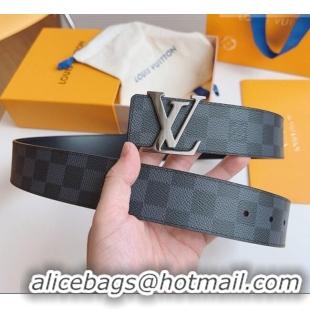 Best Product Louis Vuitton Men's Black Damier Canvas Belt 4cm with Gunmetal LV Buckle LV011003 2025