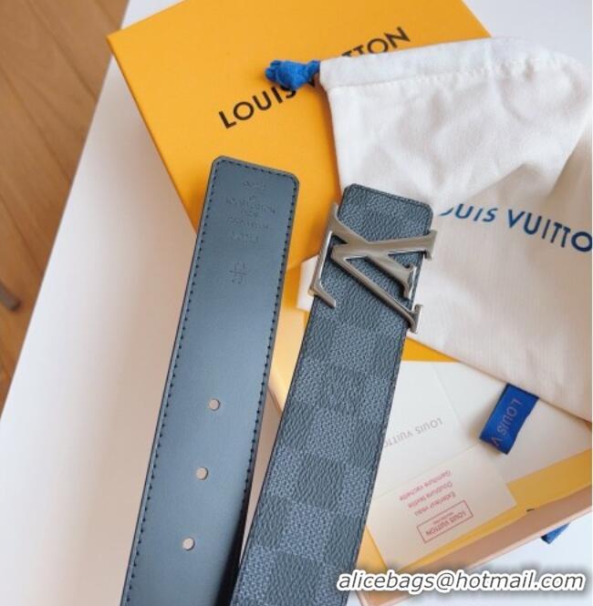 Best Product Louis Vuitton Men's Black Damier Canvas Belt 4cm with Gunmetal LV Buckle LV011003 2025
