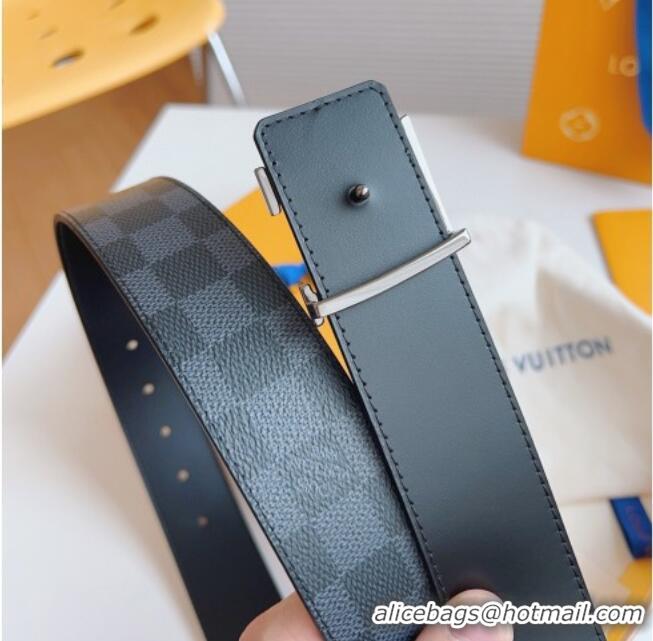 Best Product Louis Vuitton Men's Black Damier Canvas Belt 4cm with Gunmetal LV Buckle LV011003 2025