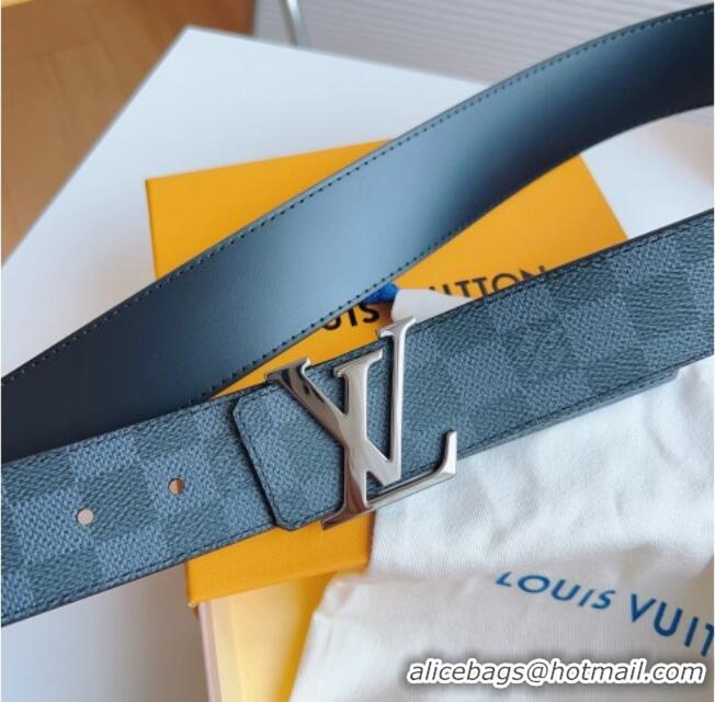Best Product Louis Vuitton Men's Black Damier Canvas Belt 4cm with Gunmetal LV Buckle LV011003 2025