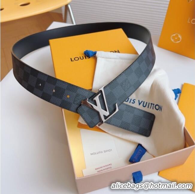 Best Product Louis Vuitton Men's Black Damier Canvas Belt 4cm with Gunmetal LV Buckle LV011003 2025