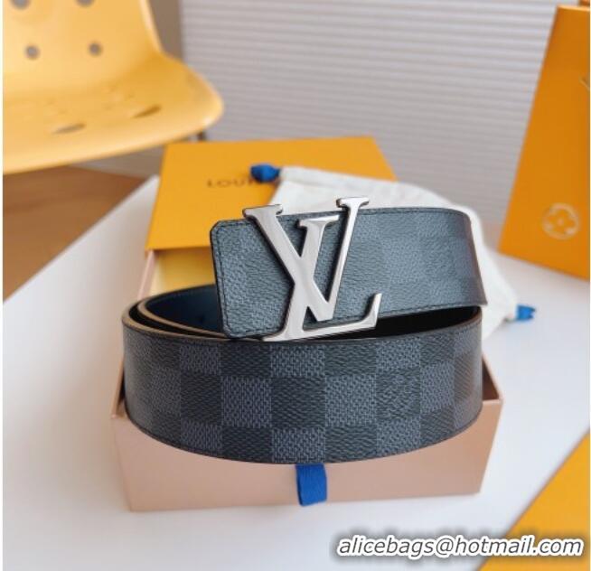 Best Product Louis Vuitton Men's Black Damier Canvas Belt 4cm with Gunmetal LV Buckle LV011003 2025