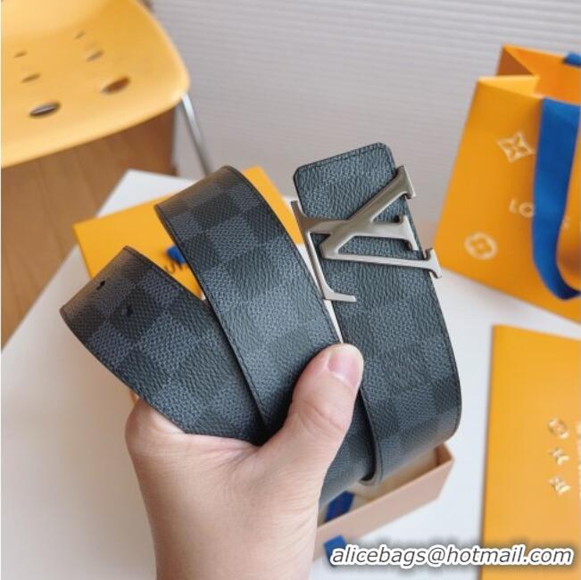 Best Product Louis Vuitton Men's Black Damier Canvas Belt 4cm with Gunmetal LV Buckle LV011003 2025