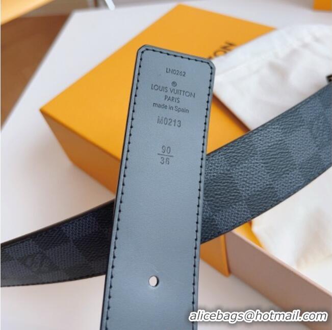 Best Product Louis Vuitton Men's Black Damier Canvas Belt 4cm with Gunmetal LV Buckle LV011003 2025