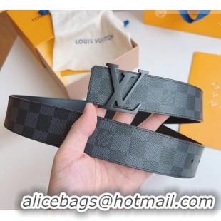 Famous Brand Louis Vuitton Men's Damier Canvas Belt 4cm with LV Buckle LV011003 All Black 2025