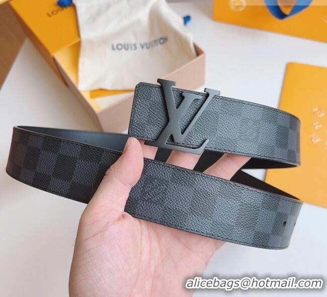 Famous Brand Louis Vuitton Men's Damier Canvas Belt 4cm with LV Buckle LV011003 All Black 2025