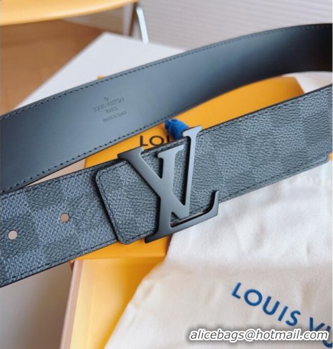 Famous Brand Louis Vuitton Men's Damier Canvas Belt 4cm with LV Buckle LV011003 All Black 2025
