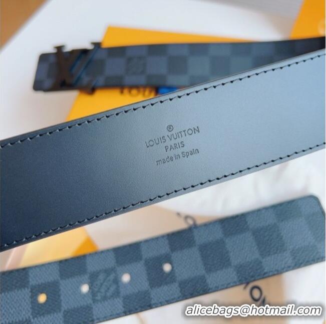 Famous Brand Louis Vuitton Men's Damier Canvas Belt 4cm with LV Buckle LV011003 All Black 2025