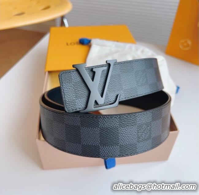 Famous Brand Louis Vuitton Men's Damier Canvas Belt 4cm with LV Buckle LV011003 All Black 2025