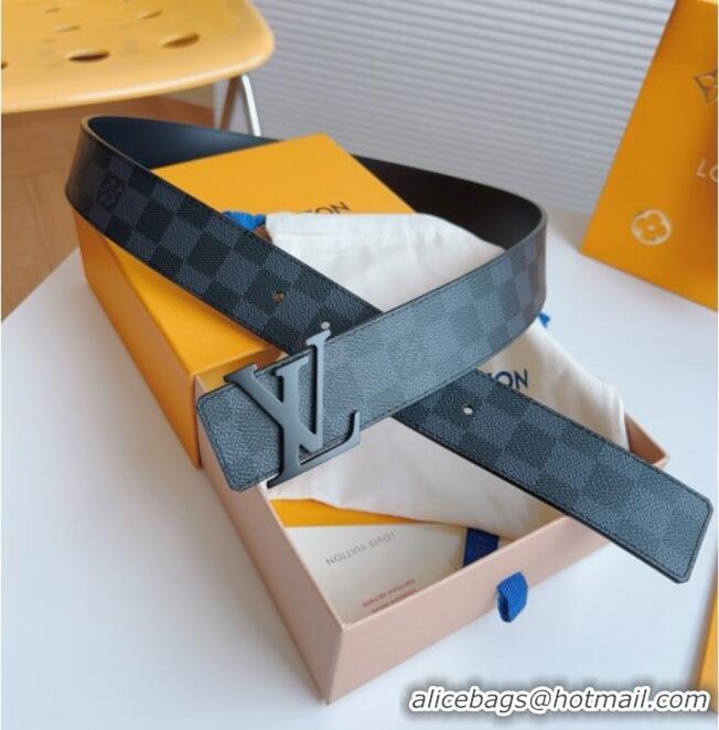 Famous Brand Louis Vuitton Men's Damier Canvas Belt 4cm with LV Buckle LV011003 All Black 2025