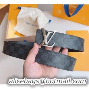 Discount Louis Vuitton Men's Black Damier Canvas Belt 4cm with Silver LV Buckle LV011003 2025