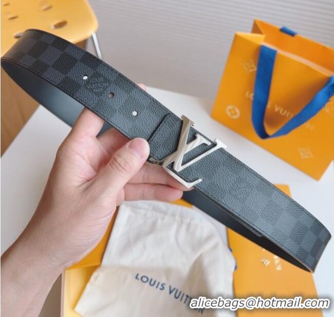 Discount Louis Vuitton Men's Black Damier Canvas Belt 4cm with Silver LV Buckle LV011003 2025