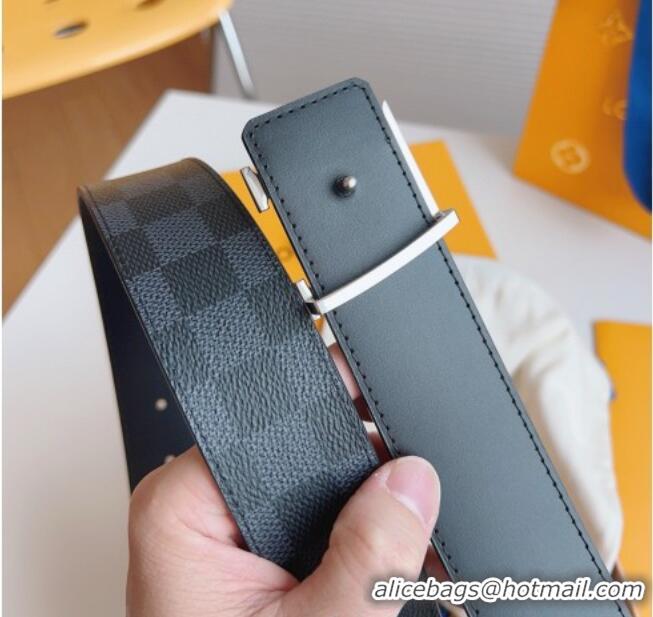Discount Louis Vuitton Men's Black Damier Canvas Belt 4cm with Silver LV Buckle LV011003 2025