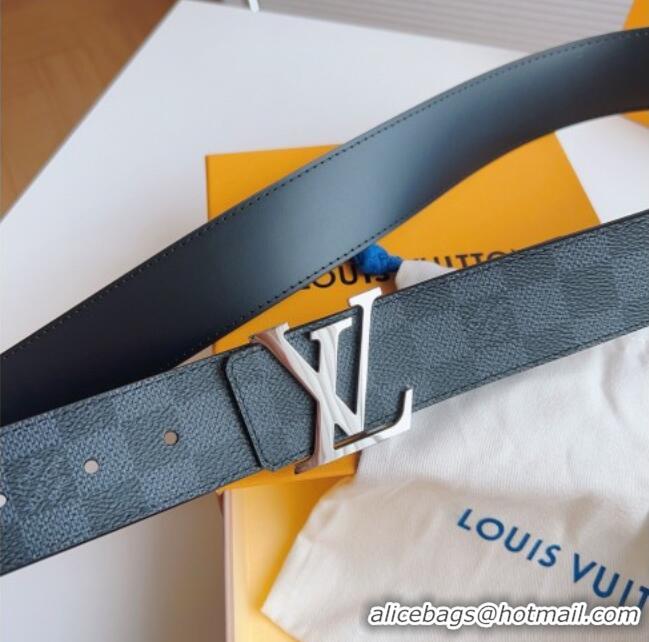 Discount Louis Vuitton Men's Black Damier Canvas Belt 4cm with Silver LV Buckle LV011003 2025