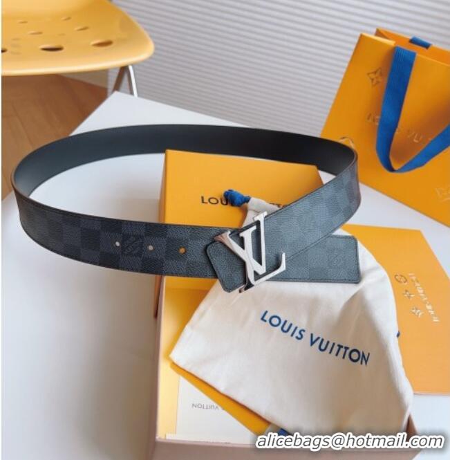 Discount Louis Vuitton Men's Black Damier Canvas Belt 4cm with Silver LV Buckle LV011003 2025
