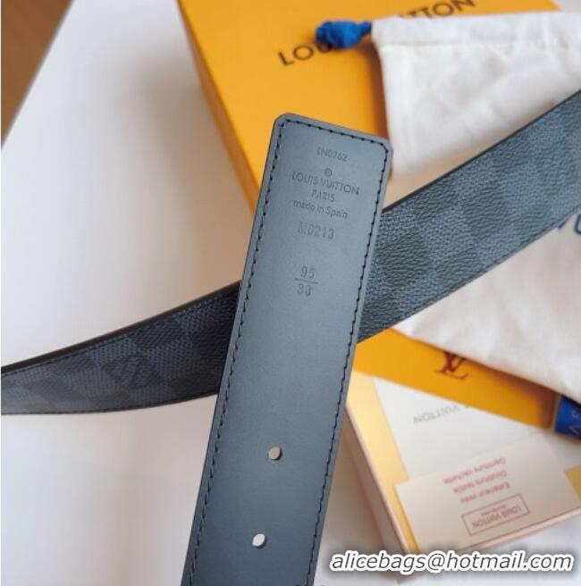 Discount Louis Vuitton Men's Black Damier Canvas Belt 4cm with Silver LV Buckle LV011003 2025