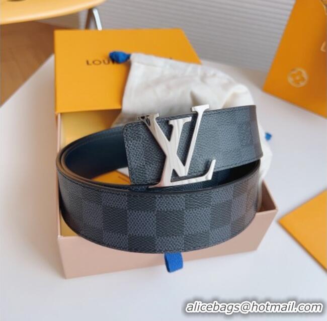 Discount Louis Vuitton Men's Black Damier Canvas Belt 4cm with Silver LV Buckle LV011003 2025
