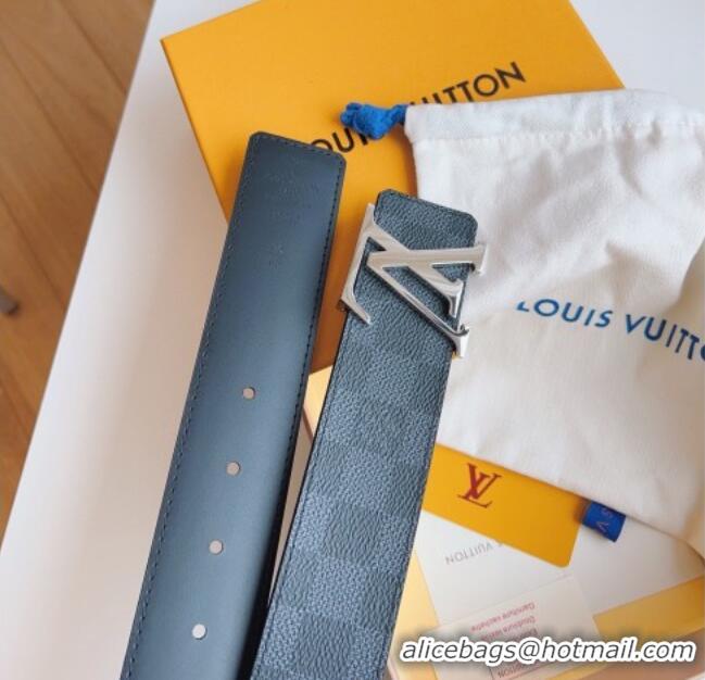 Discount Louis Vuitton Men's Black Damier Canvas Belt 4cm with Silver LV Buckle LV011003 2025