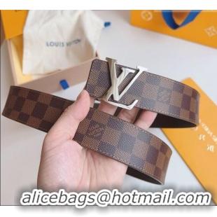 Inexpensive Louis Vuitton Men's Damier Ebene Canvas Belt 4cm with Silver LV Buckle LV011003 2025