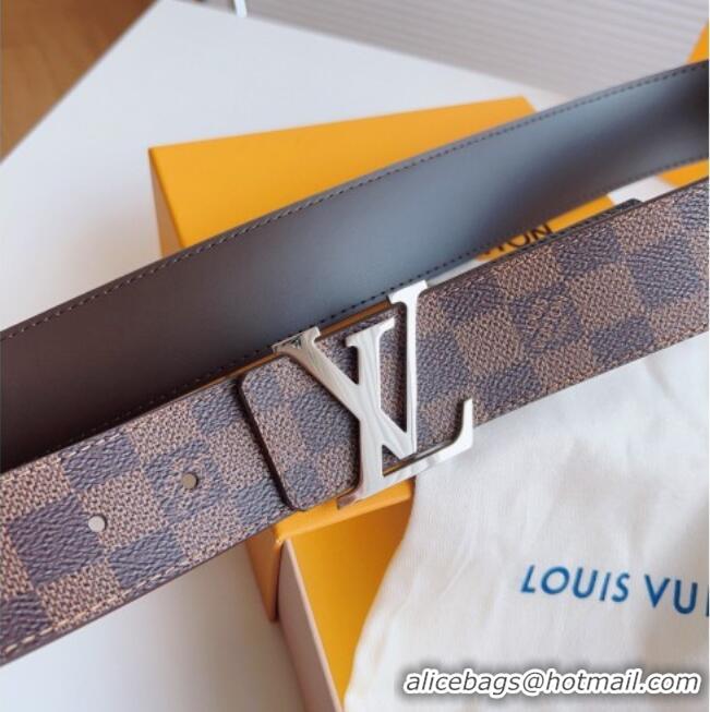 Inexpensive Louis Vuitton Men's Damier Ebene Canvas Belt 4cm with Silver LV Buckle LV011003 2025