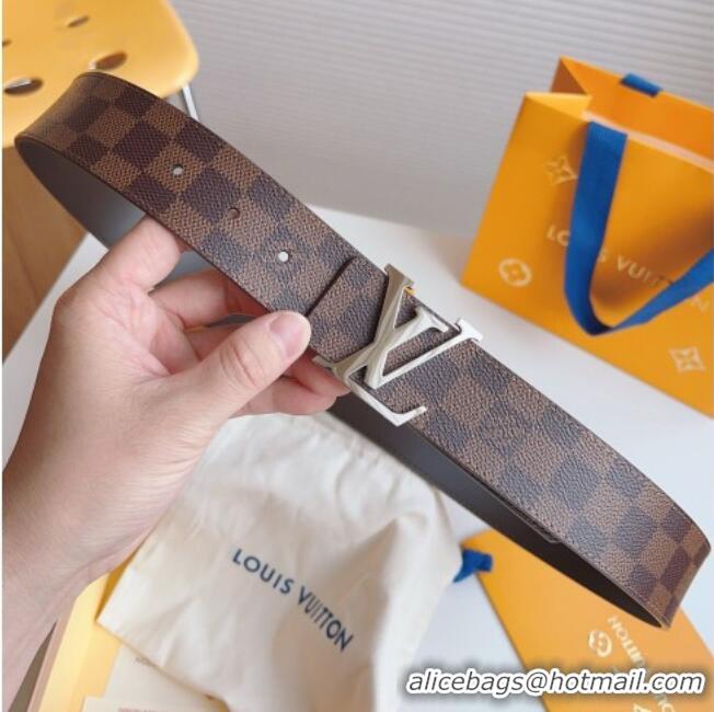 Inexpensive Louis Vuitton Men's Damier Ebene Canvas Belt 4cm with Silver LV Buckle LV011003 2025