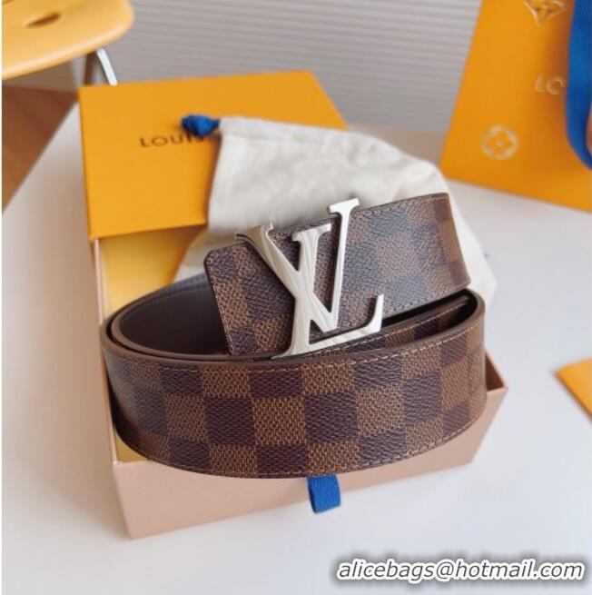 Inexpensive Louis Vuitton Men's Damier Ebene Canvas Belt 4cm with Silver LV Buckle LV011003 2025