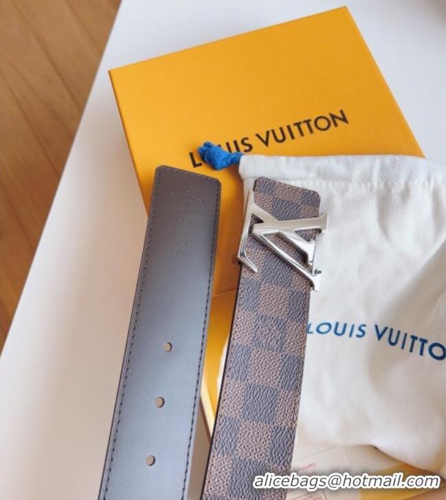 Inexpensive Louis Vuitton Men's Damier Ebene Canvas Belt 4cm with Silver LV Buckle LV011003 2025